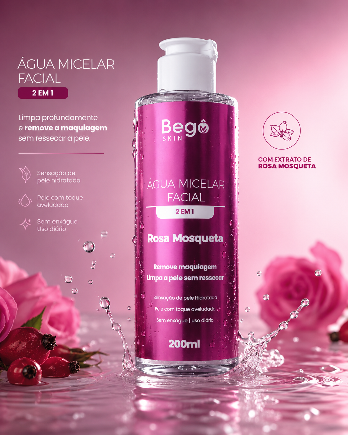 Água Micelar Rosa Mosqueta 200ml